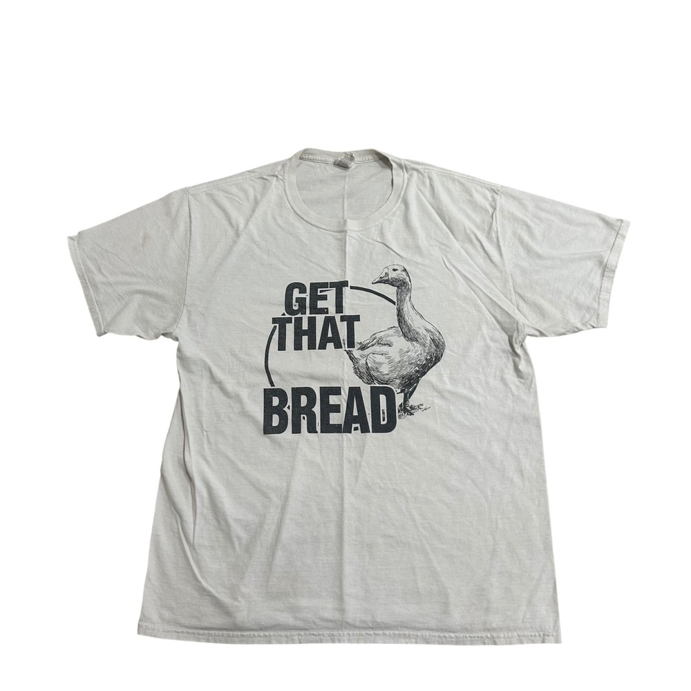 Gildan Get That Bread Goose Graphic T-Shirt White Mens Large Funny Meme Tee